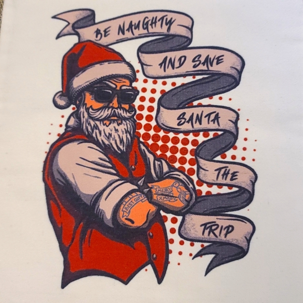 Bad Boy Christmas Style Naughty Humor canvas tote NWT